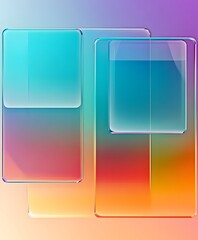 3D glassmorphism background design. Glass overlay effect isolated on abstract background with liquid gradient shapes. Glassmorphism background banner with transparent glass frame template.