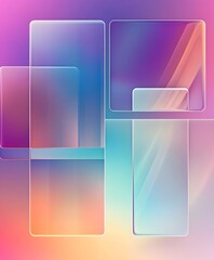3D glassmorphism background design. Glass overlay effect isolated on abstract background with liquid gradient shapes. Glassmorphism background banner with transparent glass frame template.