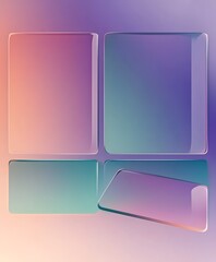 3D glassmorphism background design. Glass overlay effect isolated on abstract background with liquid gradient shapes. Glassmorphism background banner with transparent glass frame template.