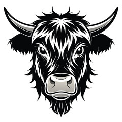 Obraz premium simple highland cow head line art silhouette vector illustration