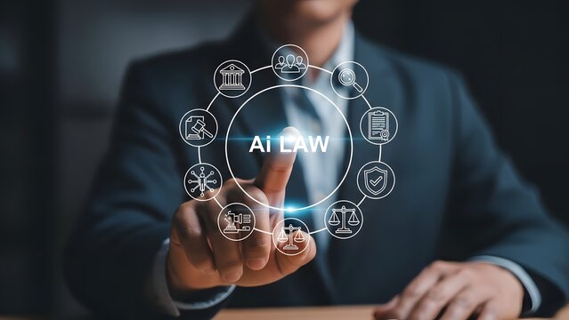 Businessman interacting with ai technology interface - Powered by Adobe