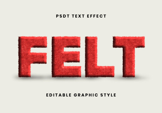 Red Felt Wool Fleece Text Effect Fuzzy Bold Font