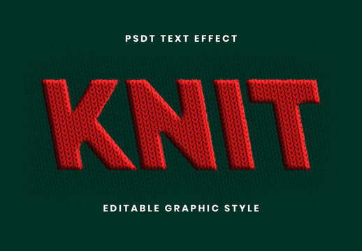 Red Yarn Knitted Text Effect Thread Wool 3D Font