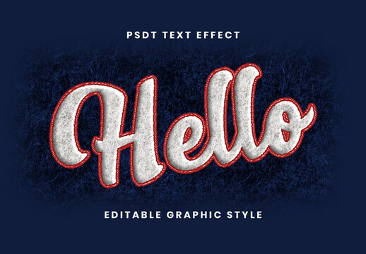 White And Red Felt Wool Fleece Text Effect Script Furry Font