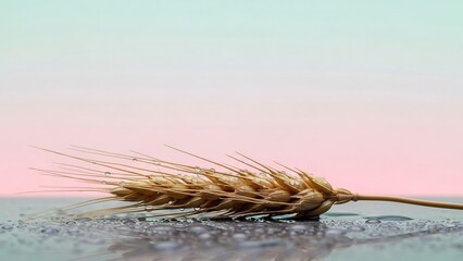 黄金色の麦穂のクローズアップ