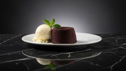 チョコレートケーキとアイス