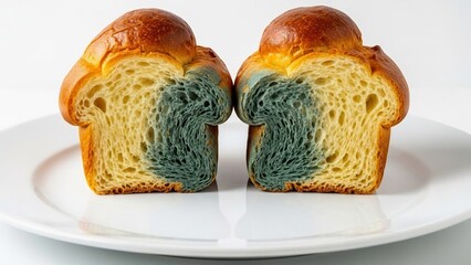 パン青色、半分にカット