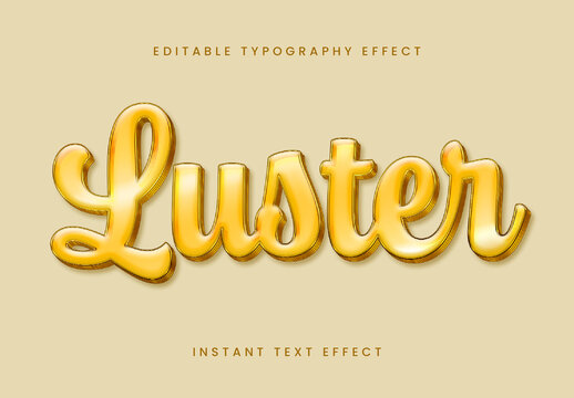 Gold 3D Text Effect Luster 3D Shine Script Font