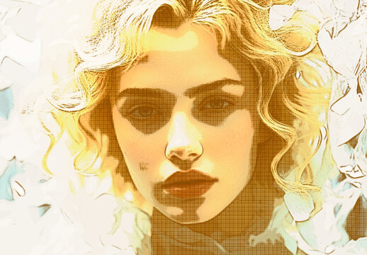 Yellow And Brown Pop Art Halftone Photo Effect