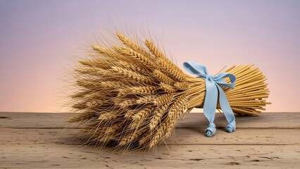小麦の束と青いリボン