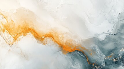 Naklejka premium Elegant abstract fluid art showcases swirling gold and charcoal grey marble textures across the frame