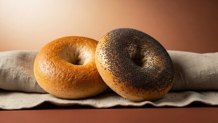 ベーグル二つと布がある