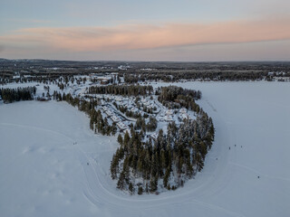 Vuokatti winter sport area in Sotkamo, Finland at wintertime