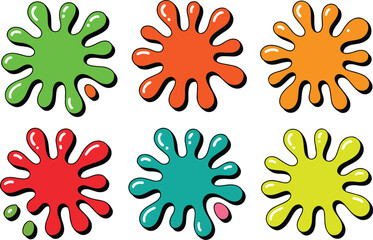 Abstract Graffiti Ink Spot Vector Pack Colorful Paint Blobs for Kids and Comics