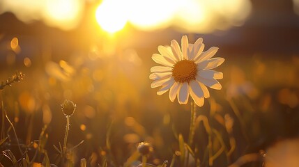 Radiant Daisy Golden Hour Bloom in a SunKissed Meadow Warm Light.