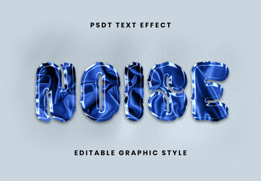 Blue And White Silk Satin Draped Text Effect Liquid Fabric Font