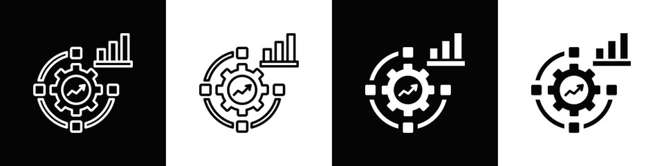 Workflow Optimization Icon With Variatif Black White Minimal Style