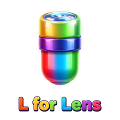 3D icon of a colorful camera lens, symbolizing photography and vision