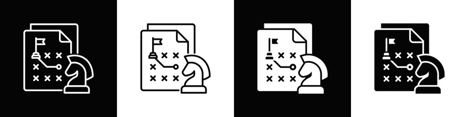 Business Strategy Icon With Variatif Black White Minimal Style