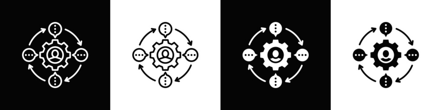 Customer Feedback Loop Icon With Variatif Black White Minimal Style
