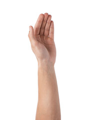 Obraz premium Man showing his hand on white background, closeup