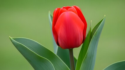 Naklejka premium Single red tulip in bloom