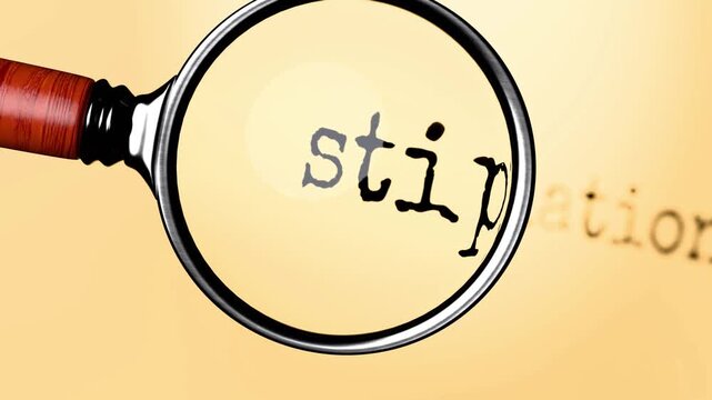 Stipulations under close examination. Focusing on Stipulations, analyzing it, taking a closer look. Concentrating on Stipulations, reviewing it, searching for answers