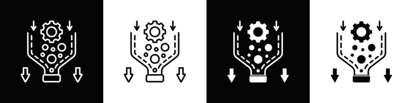 Workflow Bottleneck Icon With Variatif Black White Minimal Style