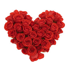 Heart shaped bouquet of red roses