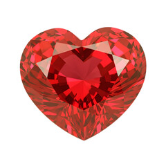 Vibrant red heart-shaped gemstone