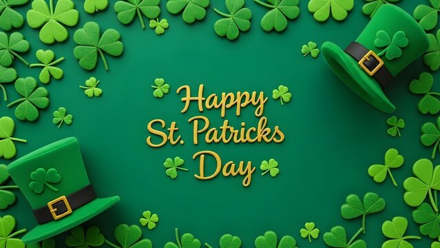 Happy st patrick's day celebration with shamrocks and leprechaun hats