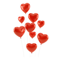Cluster of red heart balloons