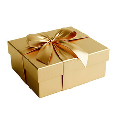 Elegant golden gift box with bow
