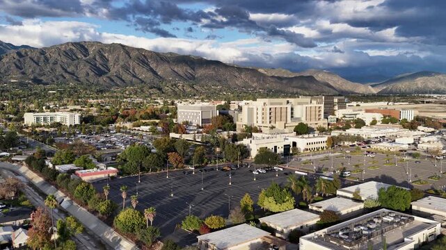 Aerial footage of the majestic San Gabriel Mountains in Duarte California USA