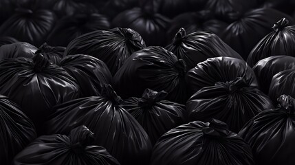 A pile of black trash bags