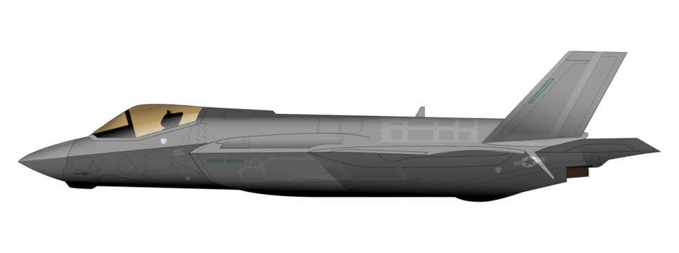F35 Stealth Fighter Jet Side Profile Vector For Squadron Prints