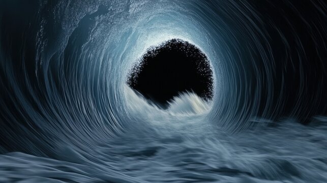 A deep blue cyberspace void with glowing binary code raining down.