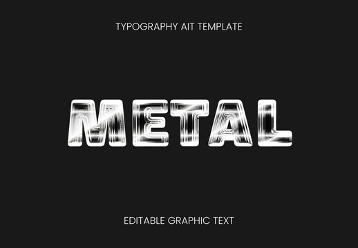 Black And White Modern Chrome Text Effect Glossy Metallic Fluid Font