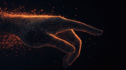 A cybernetic human interacting with a holographic representation of global big data.