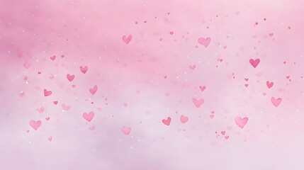 Dreamy pink background of scattered hearts a romantic watercolor illustration evokes playful love