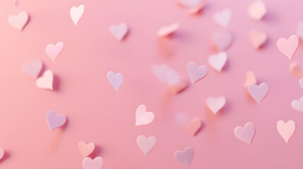 Romantic pink hearts float gently on a soft background perfect for Valentine&rsquo;s Day designs