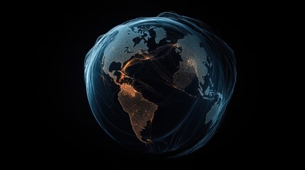 A high tech Earth model visualizing global internet traffic.