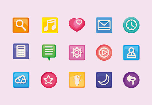 Colorful App Settings Icons Illustration Set