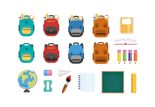 Colorful Back to School Illustration Set