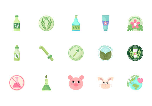 Colorful Cruelty Free Cosmetics Illustration Set