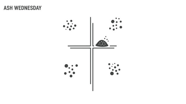 Ash Wednesday cross with scattered dots - Powered by Adobe