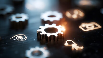 Global network connection symbolized by intricate metallic gears a modern digital communication concept