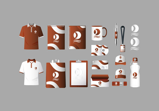 Colorful Mock Up Stationary Illustration Set