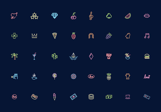 Colorful Neon Object Illustration Set