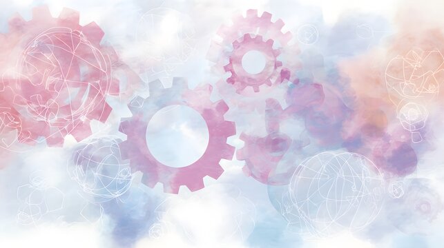 Global network innovation digital watercolor illustration serene technology concept modern connection design - Powered by Adobe